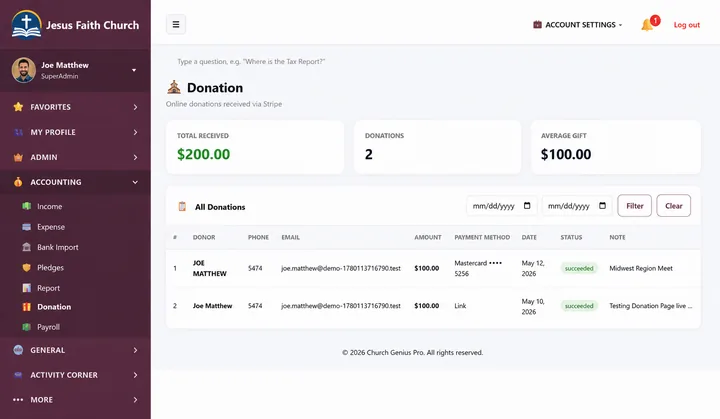 Online Giving — Record and track donations, with receipts in seconds