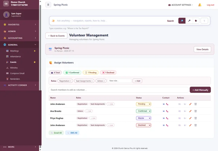 Volunteer Management — Recruit, schedule, and appreciate volunteers