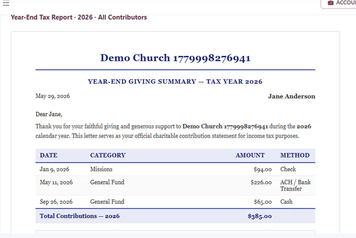 Year-End Giving Statements — Compliant annual statements for every donor
